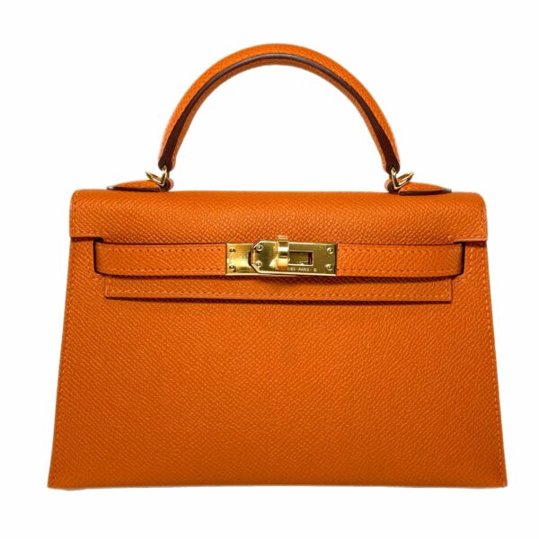 HM Mini Kelly 20 Orange Epsom Gold Hardware