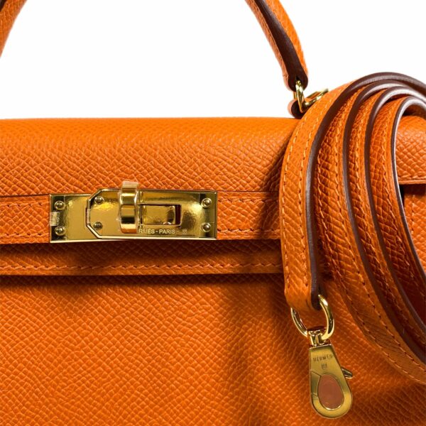 HM Mini Kelly 20 Orange Epsom Gold Hardware - Image 12