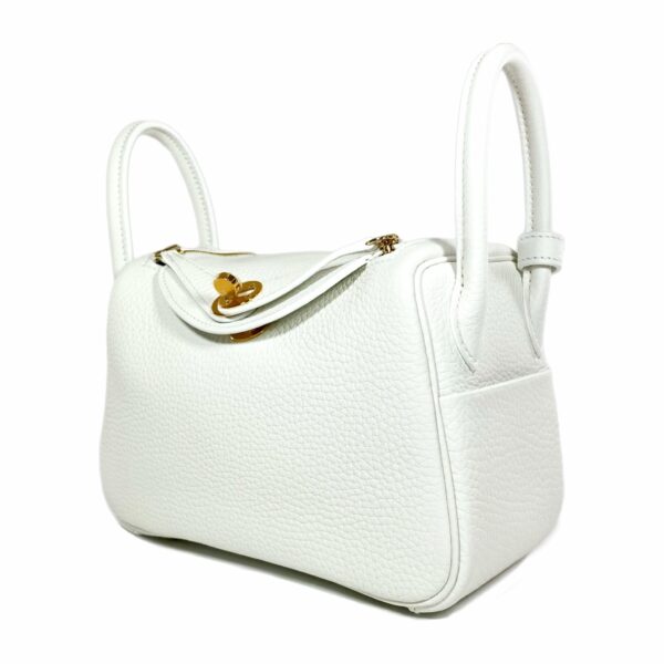 HM Mini Lindy White Clemence Gold Hardware - Image 4