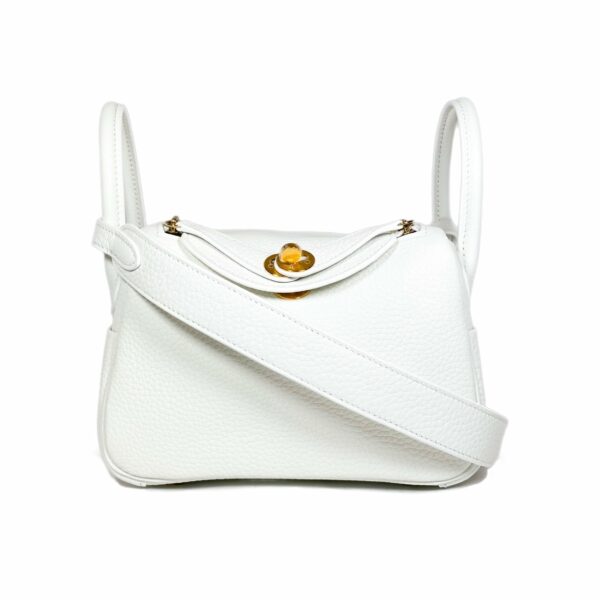 HM Mini Lindy White Clemence Gold Hardware - Image 3