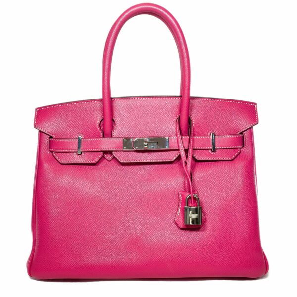 HM Birkin 30 Rose Tyrien Tosca Epsom Palladium Hardware