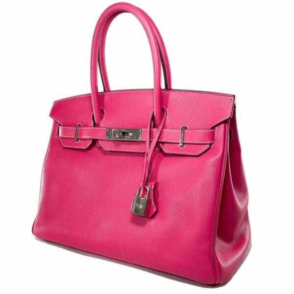 HM Birkin 30 Rose Tyrien Tosca Epsom Palladium Hardware - Image 3