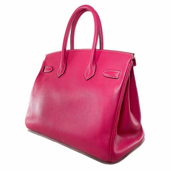 HM Birkin 30 Rose Tyrien Tosca Epsom Palladium Hardware - Image 4