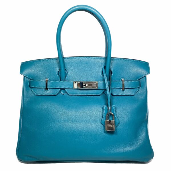 HM Birkin 30 Turquoise Swift Palladium Hardware