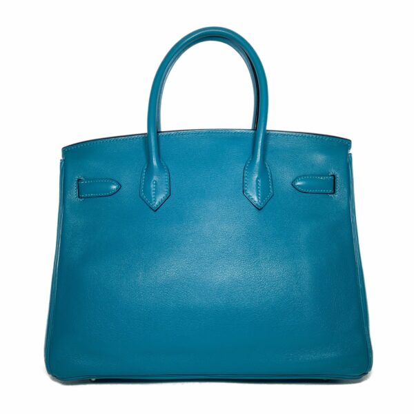 HM Birkin 30 Turquoise Swift Palladium Hardware - Image 2