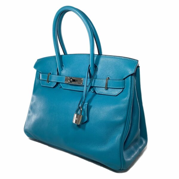 HM Birkin 30 Turquoise Swift Palladium Hardware - Image 3