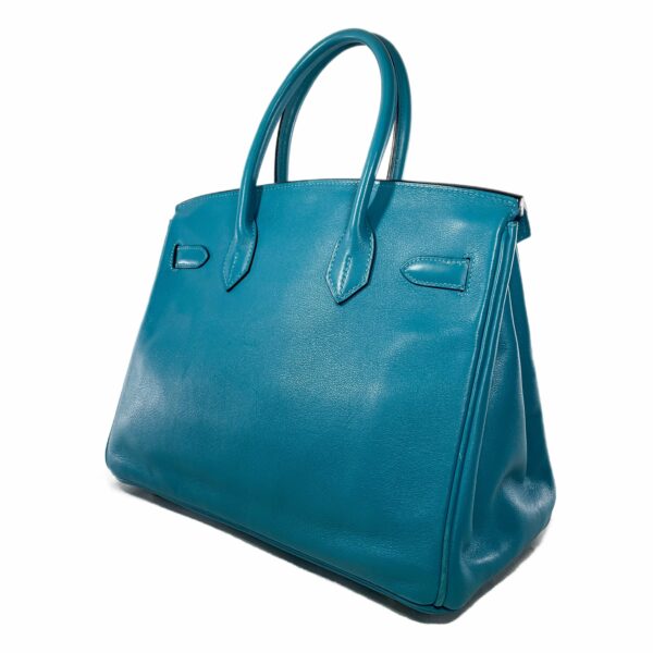 HM Birkin 30 Turquoise Swift Palladium Hardware - Image 4