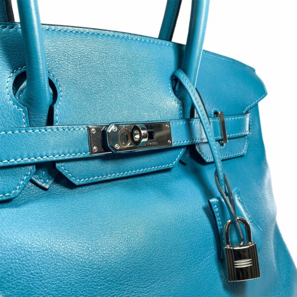 HM Birkin 30 Turquoise Swift Palladium Hardware - Image 11