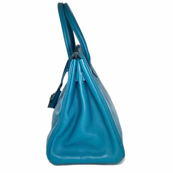 HM Birkin 30 Turquoise Swift Palladium Hardware - Image 6