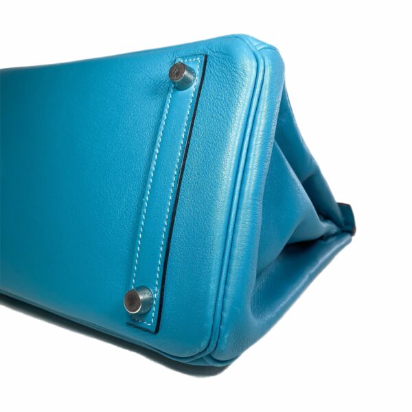 HM Birkin 30 Turquoise Swift Palladium Hardware - Image 9