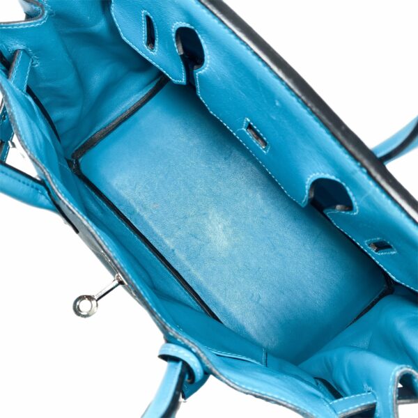 HM Birkin 30 Turquoise Swift Palladium Hardware - Image 10