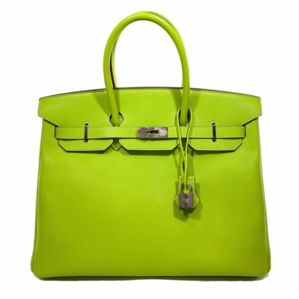 HM Birkin 35 Kiwi Lichen Epsom Palladium Hardware