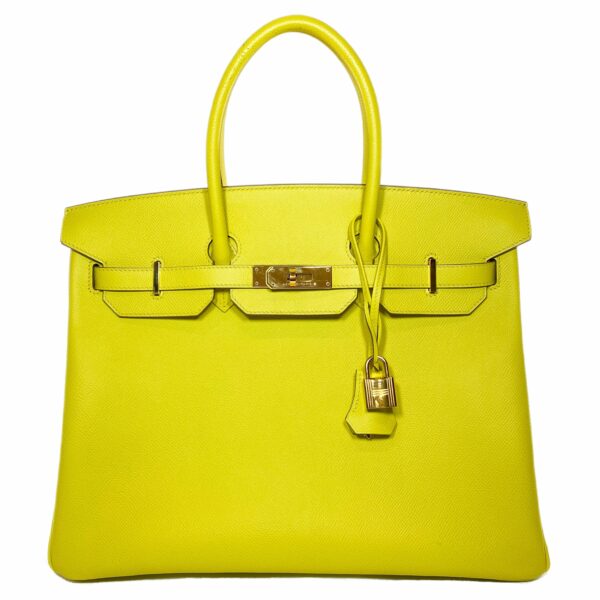 HM Birkin 35 Lime Epsom Gold Hardware