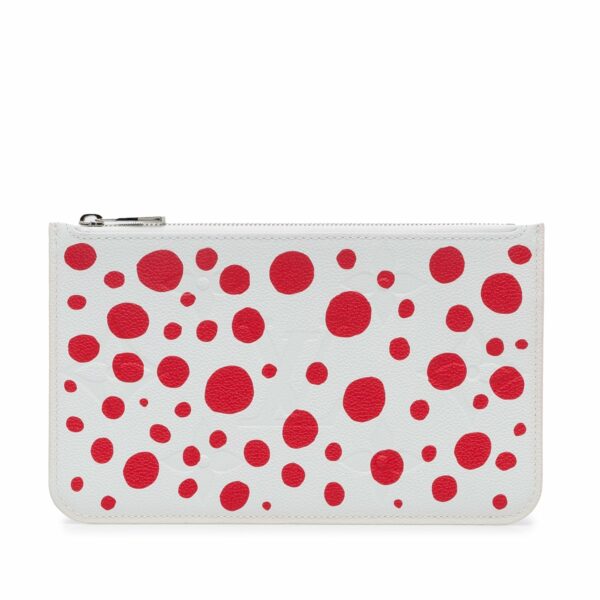 White LV x Yayoi Kusama Monogram Infinity Dots Neverfull Pochette Clutch Bag