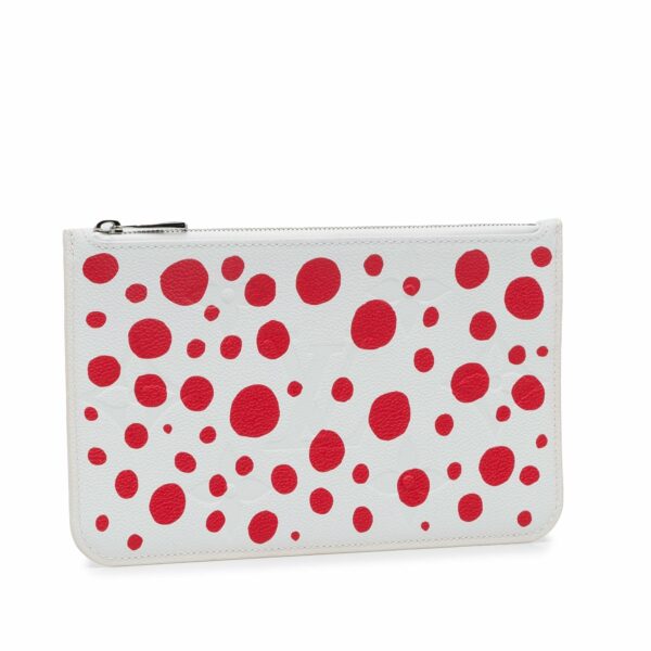 White LV x Yayoi Kusama Monogram Infinity Dots Neverfull Pochette Clutch Bag - Image 2