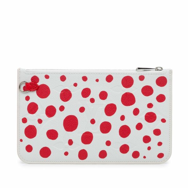 White LV x Yayoi Kusama Monogram Infinity Dots Neverfull Pochette Clutch Bag - Image 4