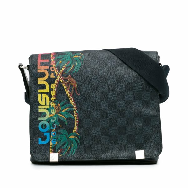 Black LV Damier Cobalt Jungle District Messenger PM Crossbody Bag