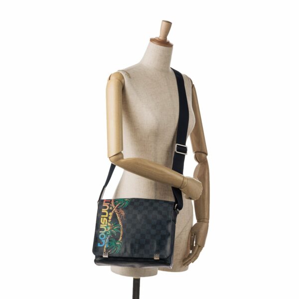 Black LV Damier Cobalt Jungle District Messenger PM Crossbody Bag - Image 10