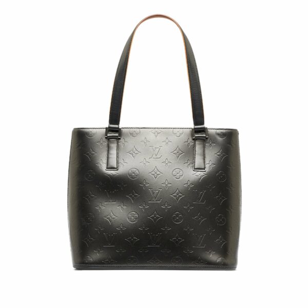 Black LV Monogram Mat Stockton Tote Bag - Image 10