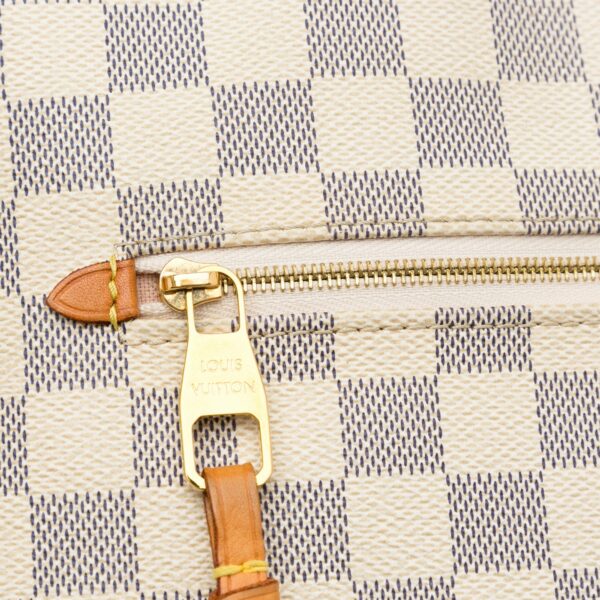 White LV Damier Azur Iena MM Tote Bag - Image 10