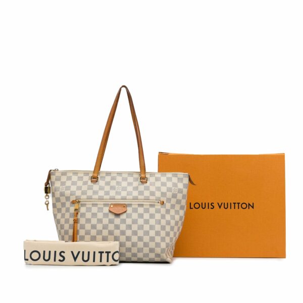 White LV Damier Azur Iena MM Tote Bag - Image 11