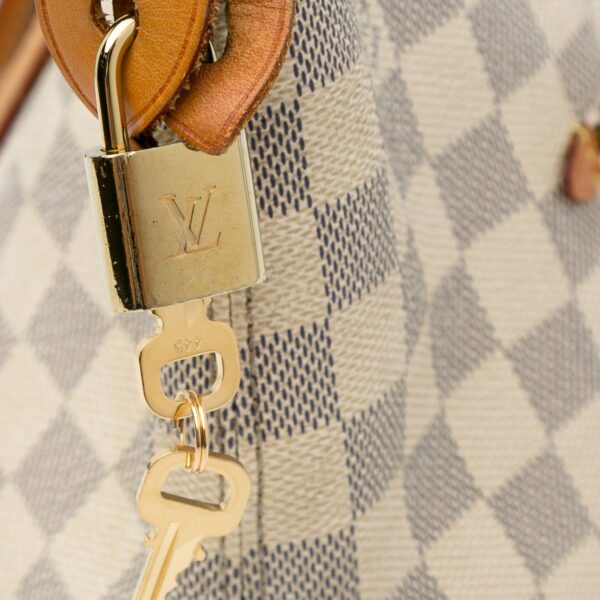 White LV Damier Azur Iena MM Tote Bag - Image 13