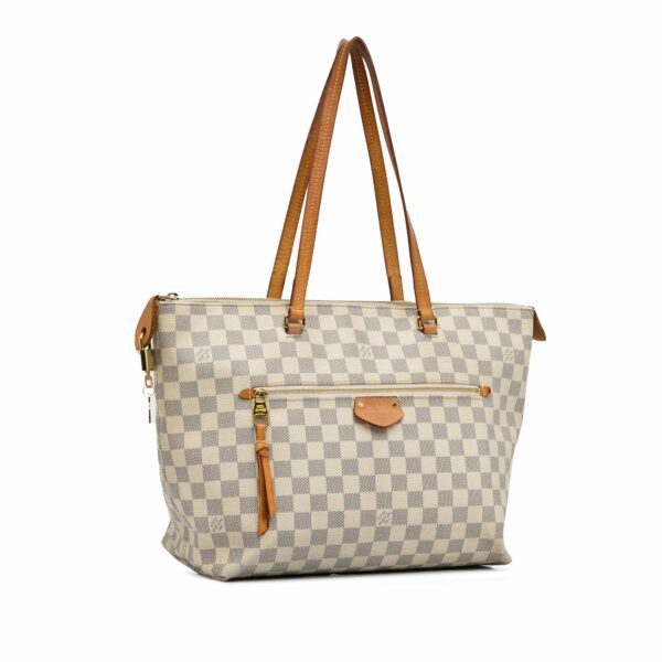 White LV Damier Azur Iena MM Tote Bag - Image 2