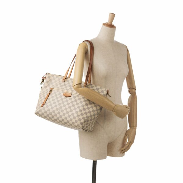 White LV Damier Azur Iena MM Tote Bag - Image 20