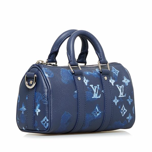 Blue LV Monogram Ink Watercolor Keepall XS Satchel - Image 2