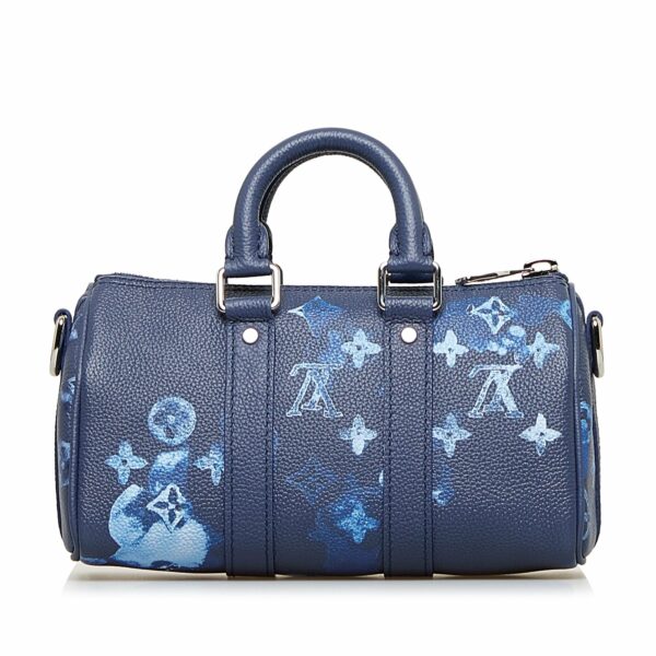 Blue LV Monogram Ink Watercolor Keepall XS Satchel - Image 3