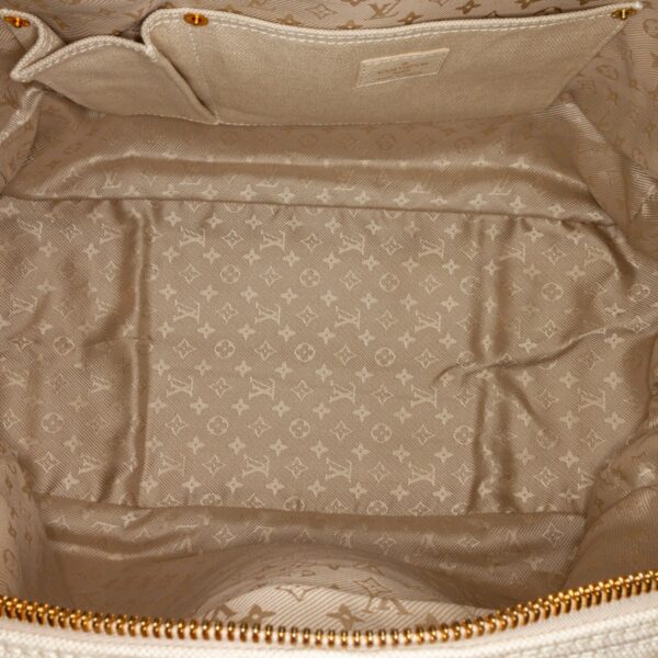 White LV Polka Dots Panama Bowly Tote Bag - Image 4