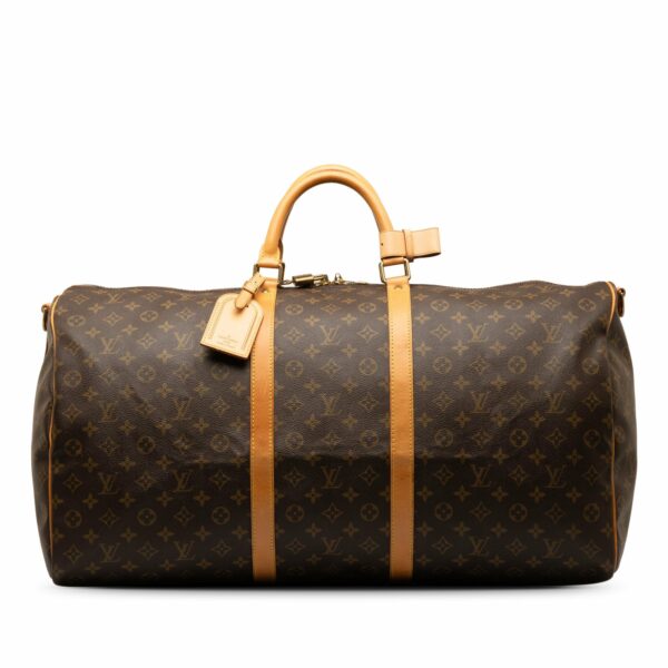 Brown LV Monogram Keepall Bandouliere 60 Travel Bag