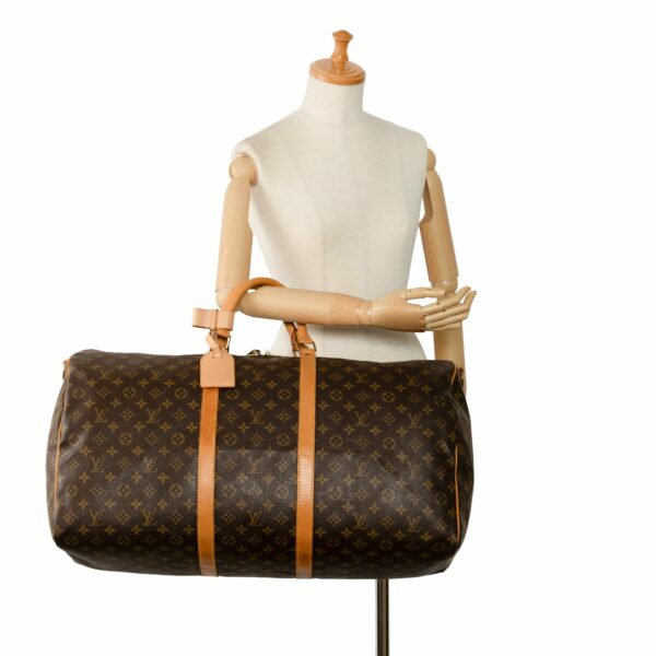 Brown LV Monogram Keepall Bandouliere 60 Travel Bag - Image 10