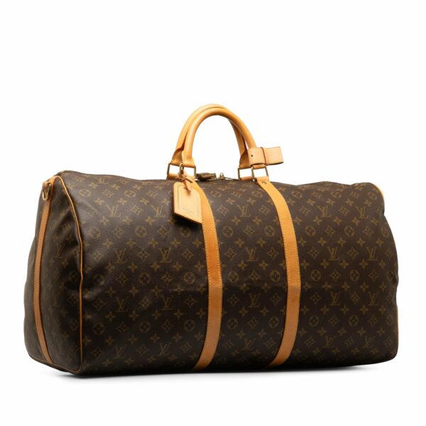 Brown LV Monogram Keepall Bandouliere 60 Travel Bag - Image 2