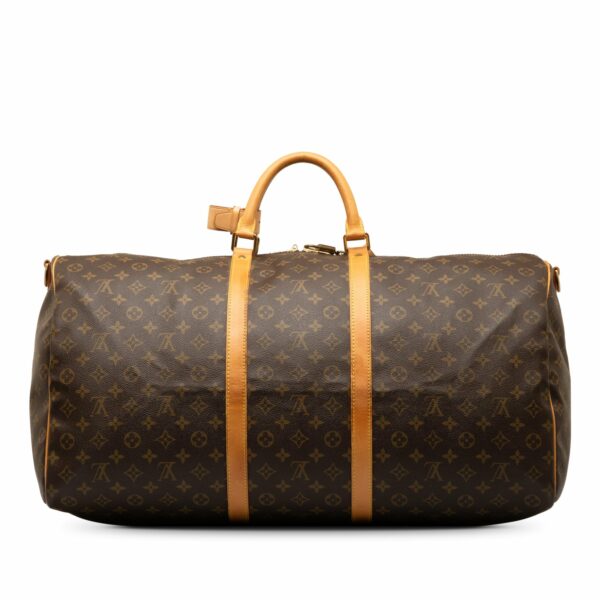 Brown LV Monogram Keepall Bandouliere 60 Travel Bag - Image 3