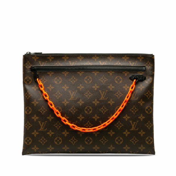 Brown LV Monogram Solar Ray A4 Pochette Clutch Bag