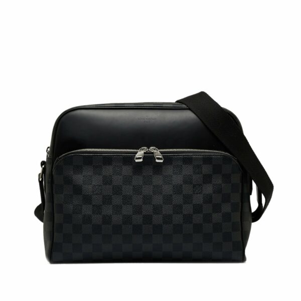 Black LV Damier Graphite Dayton Reporter MM Crossbody Bag