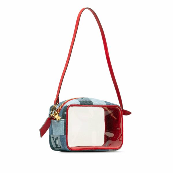 Blue LV Monogram Denim Patchwork Beach Pouch Shoulder Bag - Image 2