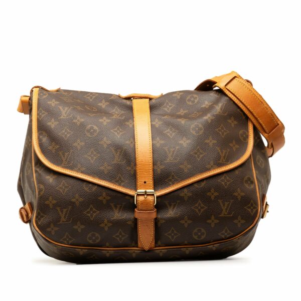 Brown LV Monogram Saumur 35 Crossbody Bag