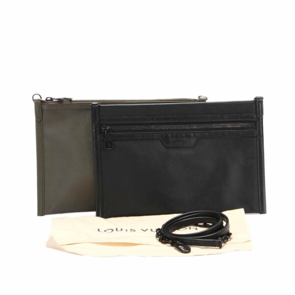 Black LV Monogram Shadow Double Flat Messenger - Image 11