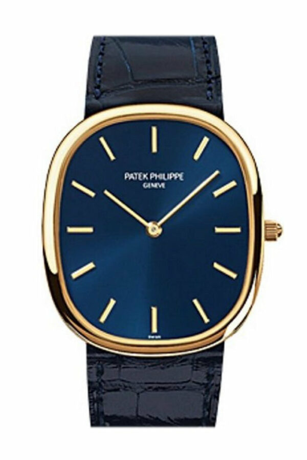 Patek Philippe Golden Ellipse Yellow Gold 31Mm Mens Watch 3738/100J-012 Blue