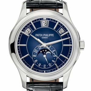 Patek Philippe Complications Blue Sunburst Dial Automatic Mens Annual Calendar Watch 5205G-013