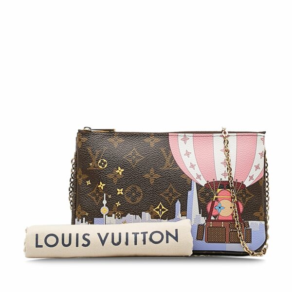 Brown LV Monogram Double Zip Pochette Illustre Vivienne Shanghai Clutch Bag - Image 11