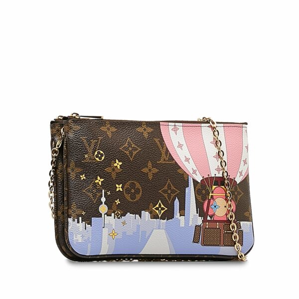 Brown LV Monogram Double Zip Pochette Illustre Vivienne Shanghai Clutch Bag - Image 2