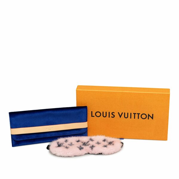 Pink LV Monogram Mink Eye Mask - Image 5