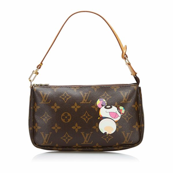 Brown LV Monogram Pochette Accessoires Takashi Murakami Panda Baguette