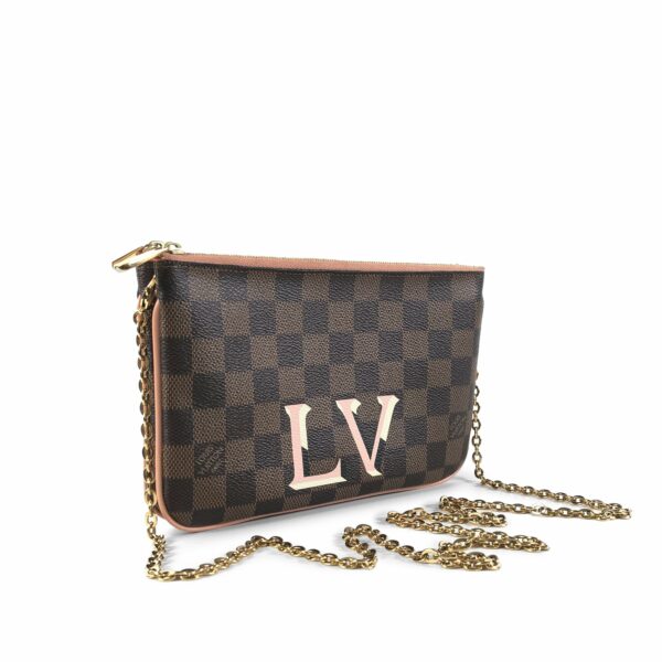 Brown LV Damier Ebene Pochette Double Zip Crossbody Bag - Image 2