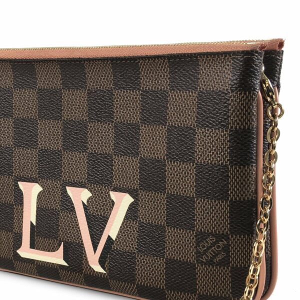 Brown LV Damier Ebene Pochette Double Zip Crossbody Bag - Image 9