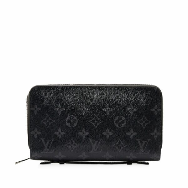 Black LV Monogram Eclipse Zippy XL Long Wallets