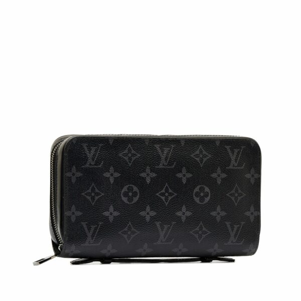 Black LV Monogram Eclipse Zippy XL Long Wallets - Image 2